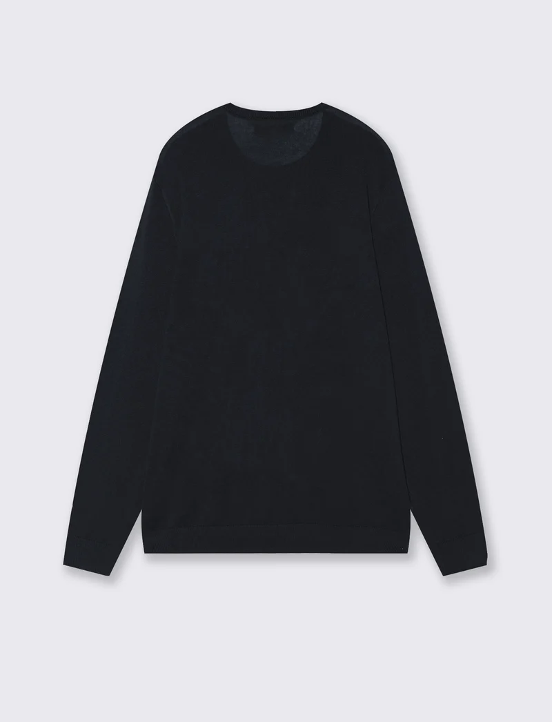 Maglia girocollo in puro cotone premium - Blu