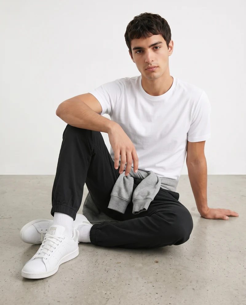 Pantaloni jogger con vita regolabile - Nero