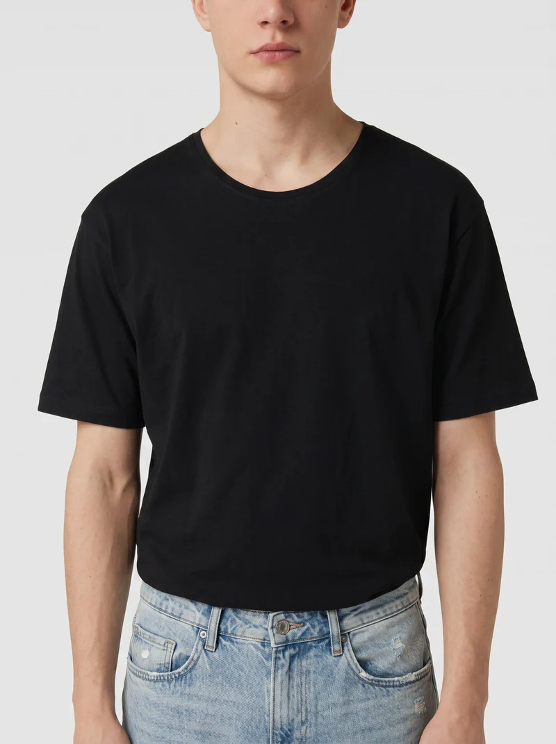 T-shirt Orli regular fit con orli vivi - Nero