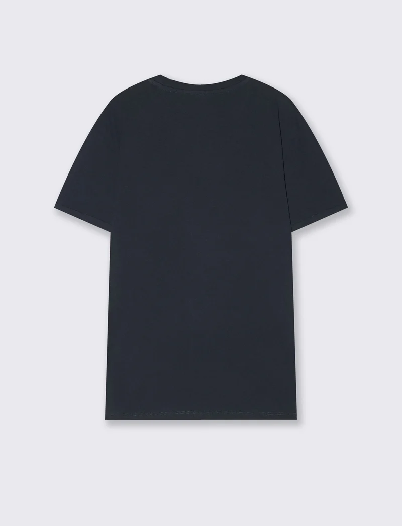 T-shirt basic girocollo con tasca - Blu