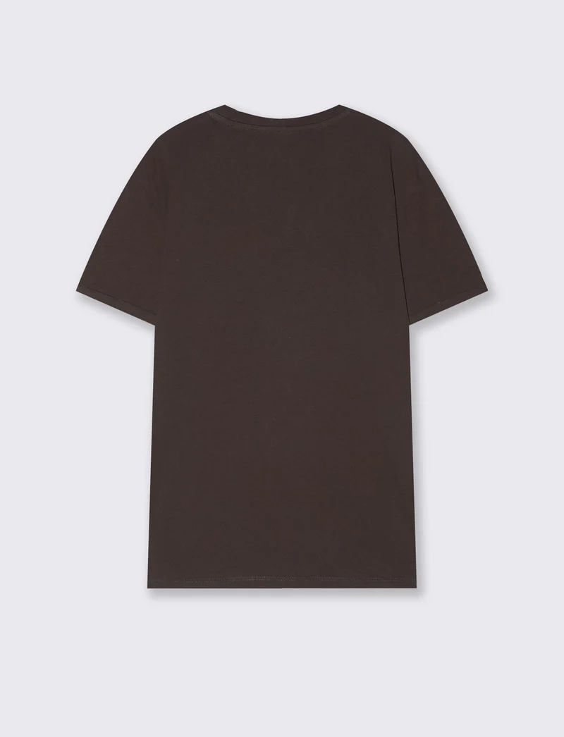 T-shirt basic girocollo con tasca - Bordeaux