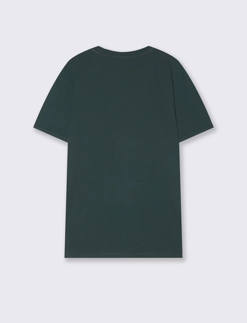 T-shirt basic girocollo con tasca - Verde scuro