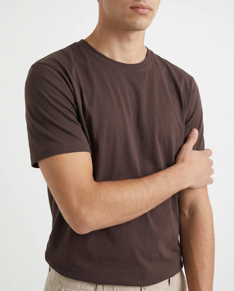 T-shirt girocollo in cotone regular fit - Bordeaux