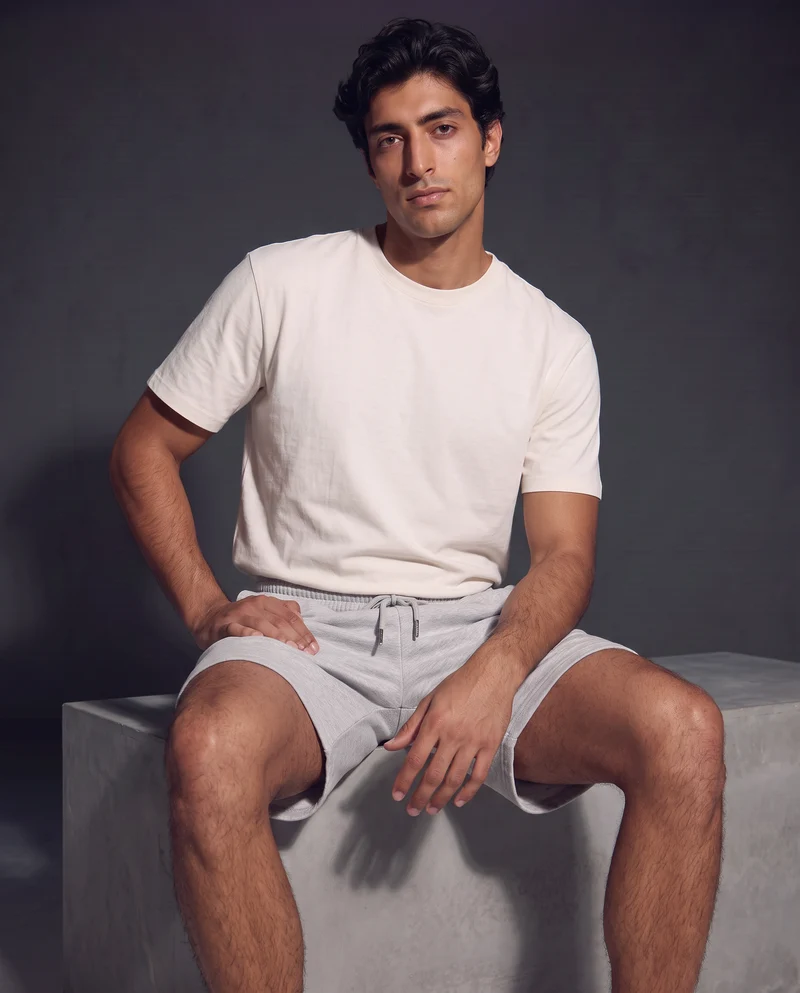 T-shirt girocollo in cotone regular fit - Bianco