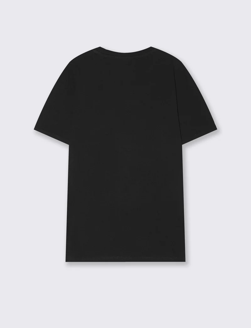 T-shirt girocollo in cotone regular fit - Nero