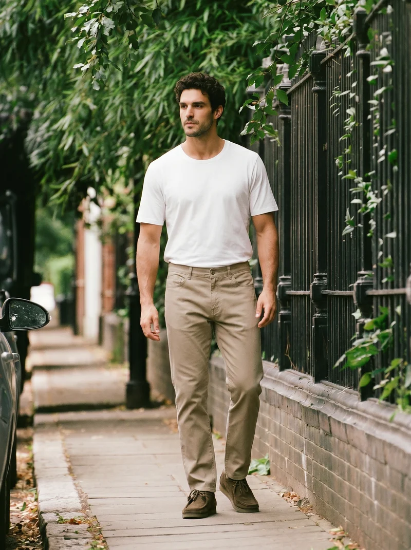 Pantaloni Regular Fit 5 Tasche Twill - Beige