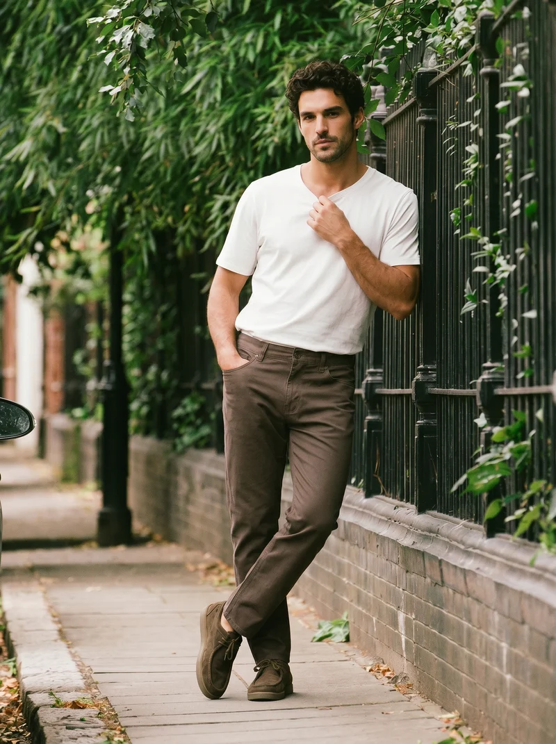 Pantaloni Regular Fit 5 Tasche Twill - Grigio fango