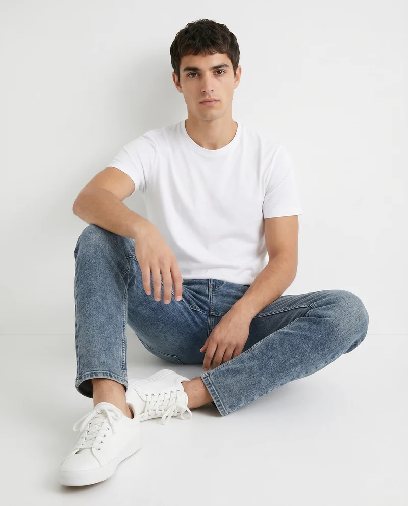 Jeans skinny fit blu medio effetto slavato - Denim