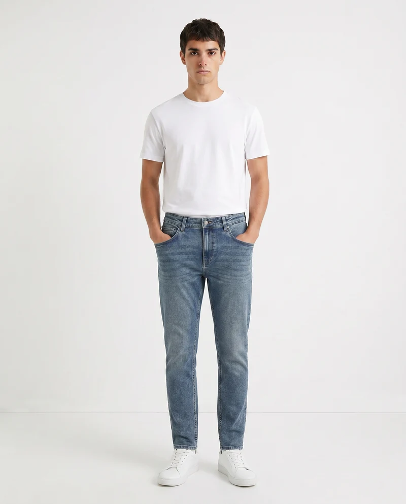 Jeans skinny fit blu medio effetto slavato - Denim