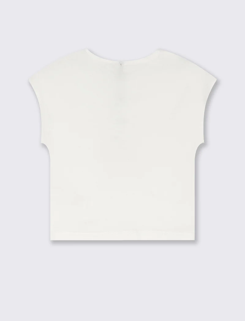 T-Shirt Cropped e Basica in Cotone - Bianco latte
