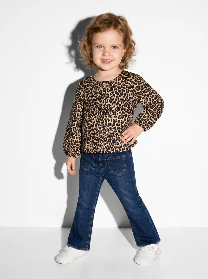 Camicia fantasia con fiocchi e volant - Leopardato