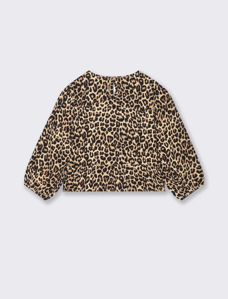 Camicia fantasia con fiocchi e volant - Leopardato