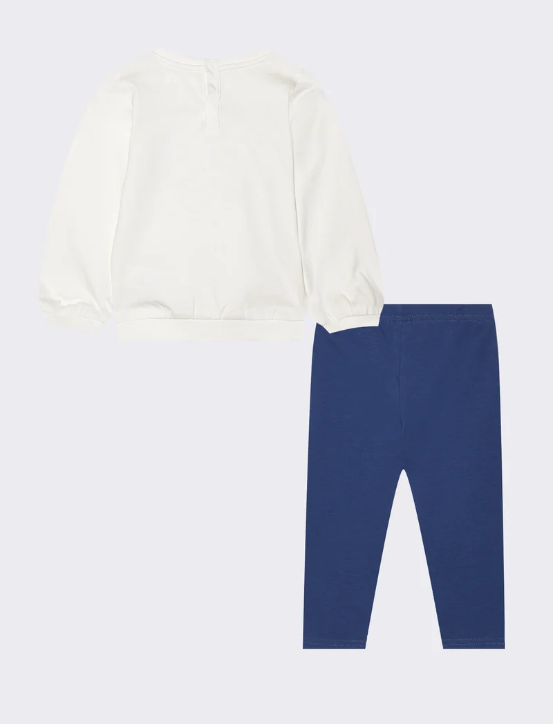 Completo maglia e leggins in jersey cotone - Bianco latte