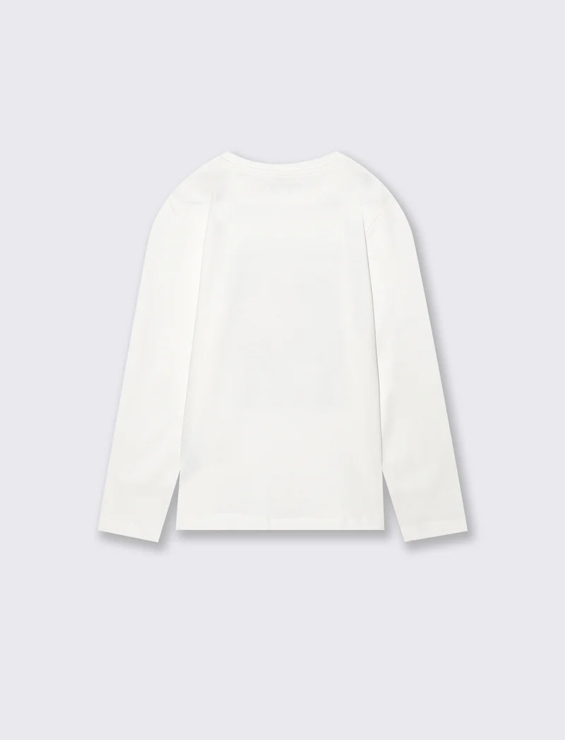 T-shirt maniche lunghe in cotone street - Bianco latte