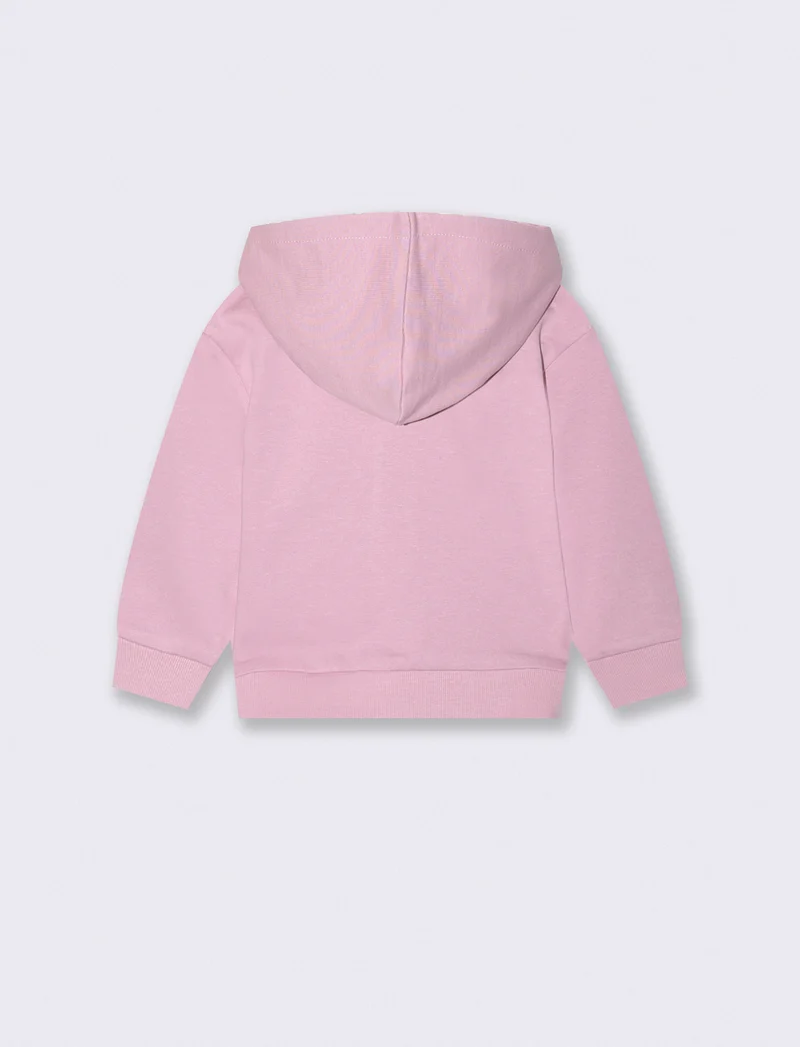 Felpa con cappuccio e zip versatile - Rosa polvere