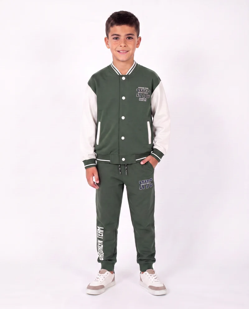 Jogger Bicolore in Cotone per Tempo Libero - Verde abete