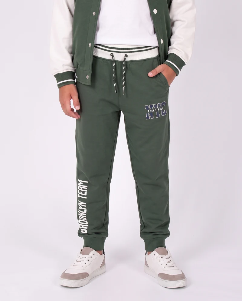 Jogger Bicolore in Cotone per Tempo Libero - Verde abete