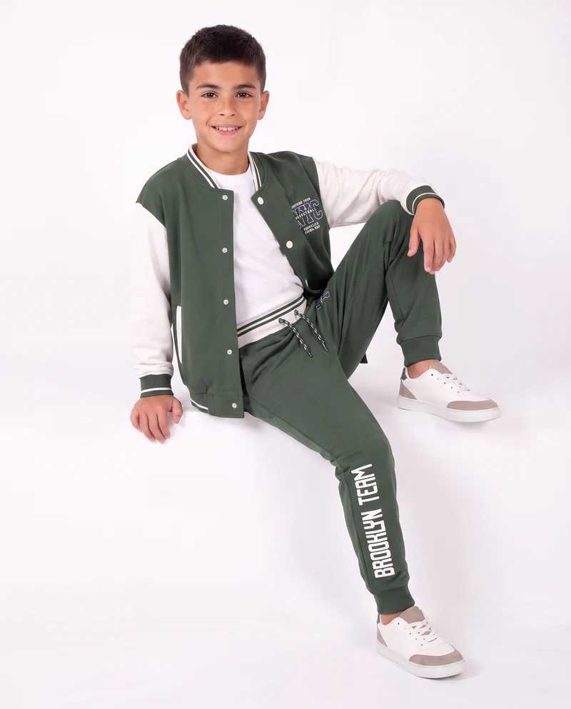 Jogger Bicolore in Cotone per Tempo Libero - Verde abete