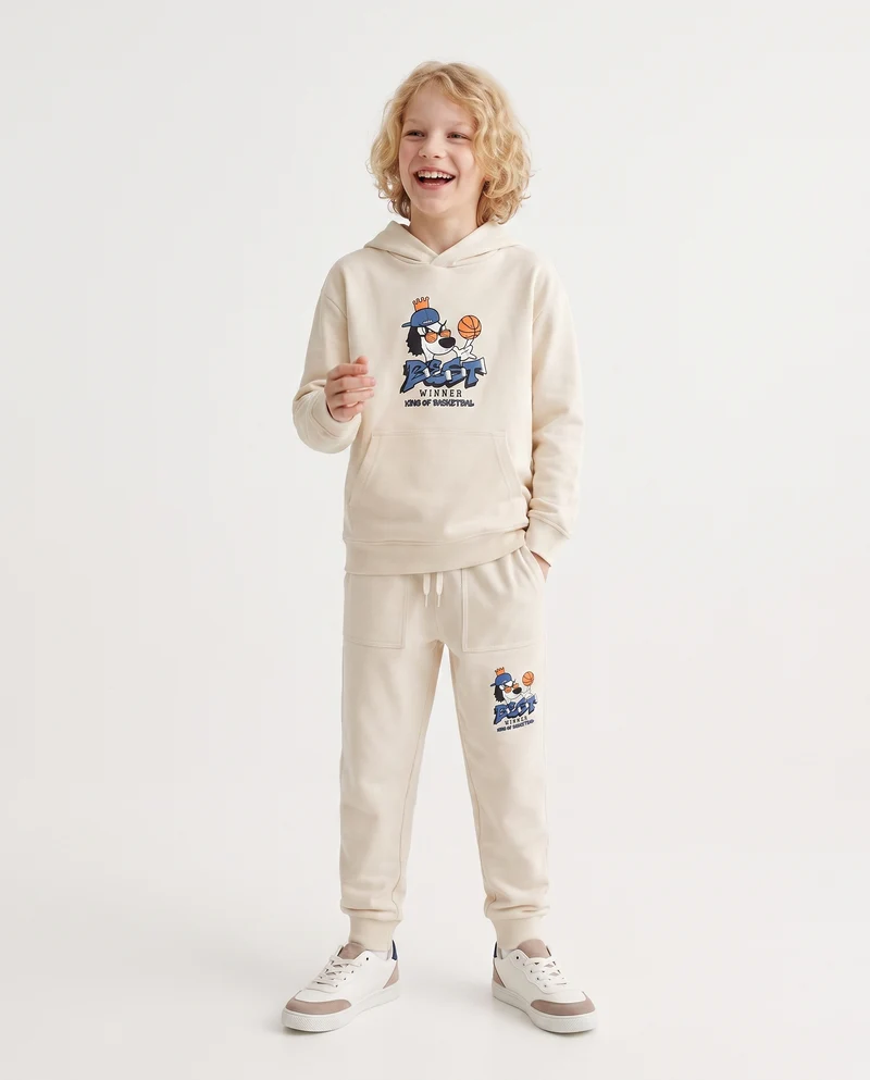Felpa con cappuccio in cotone morbido - Beige