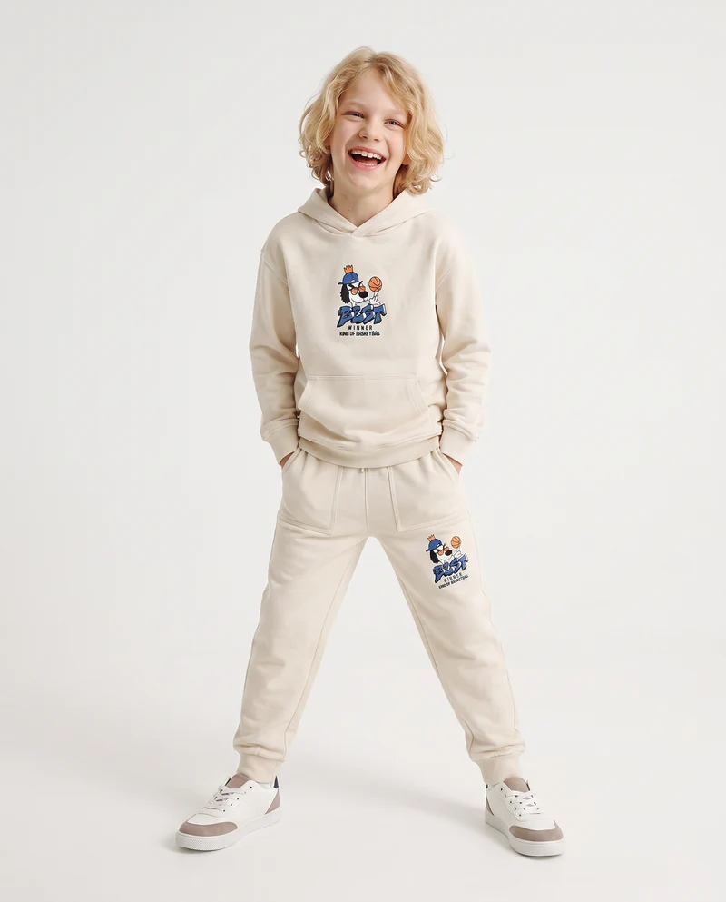 Felpa con cappuccio in cotone morbido - Beige