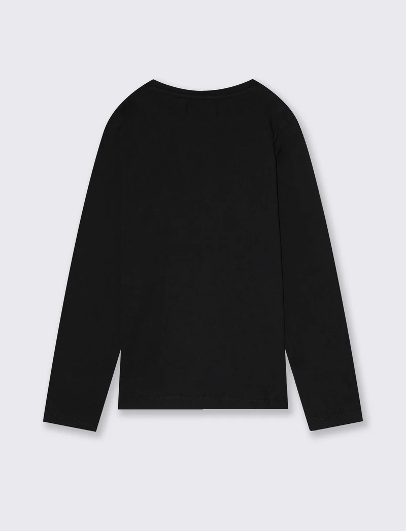Maglietta manica lunga colorata per bambina - Nero