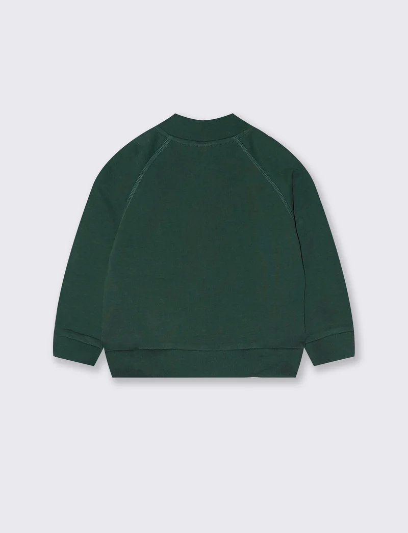 Felpa con zip e patch sul fondo - Verde abete