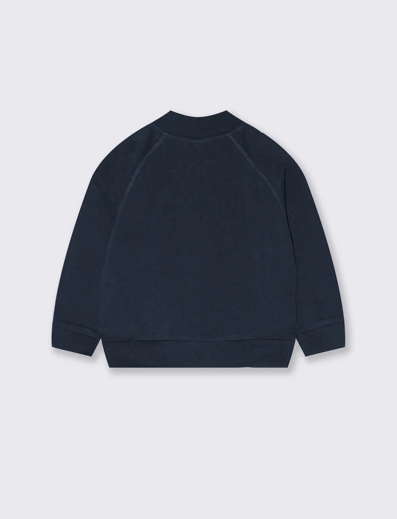 Felpa con zip e patch sul fondo - Blu