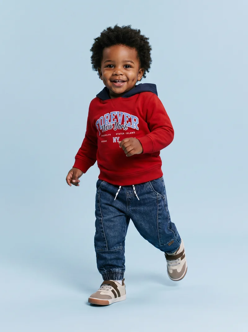 Jeans in denim con coulisse e patch - Denim