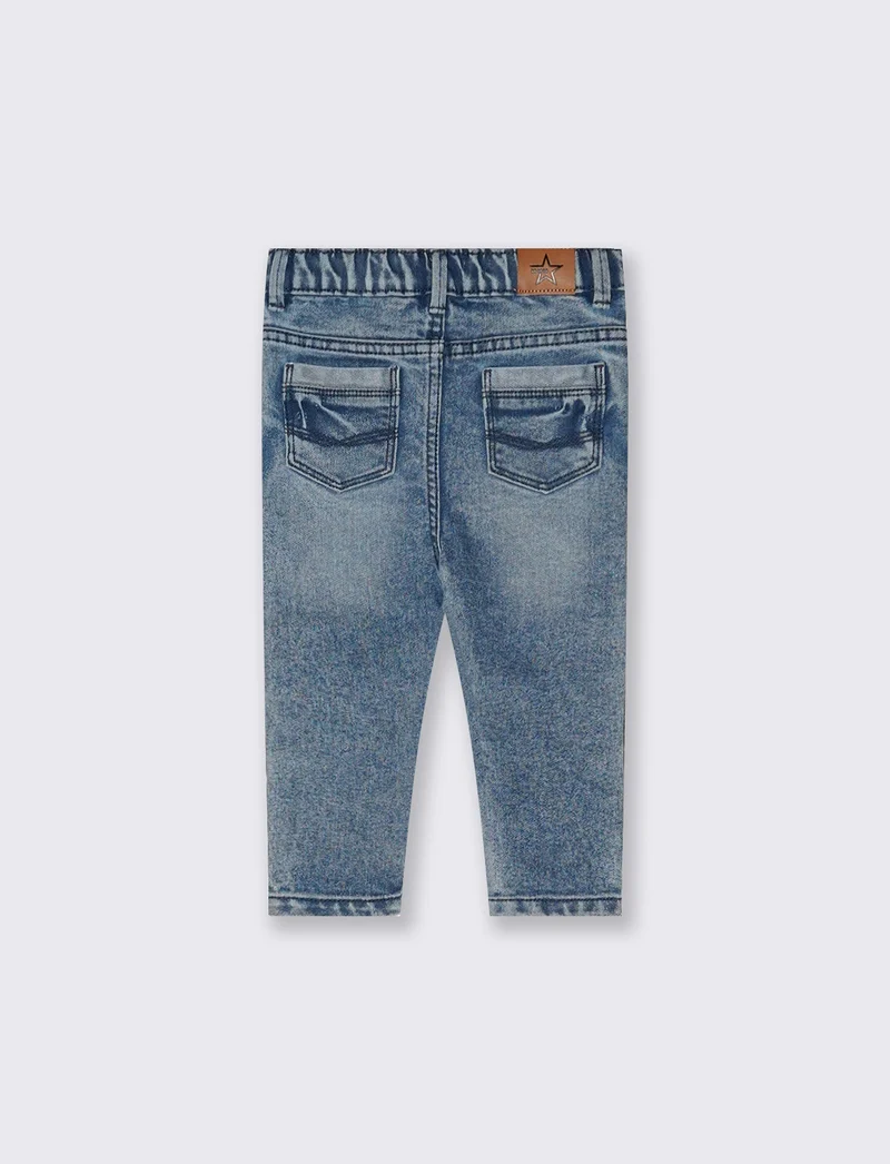 Jeans straight in denim elastico rotti - Denim chiaro