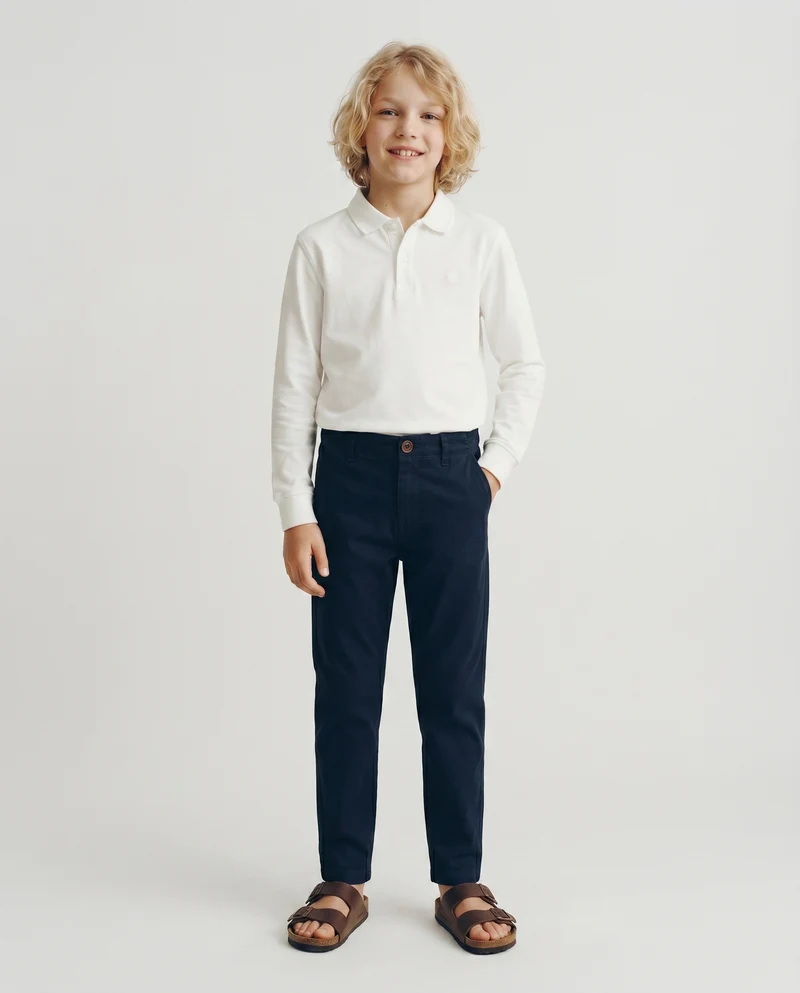 Pantaloni in misto cotone con tasche - Blu