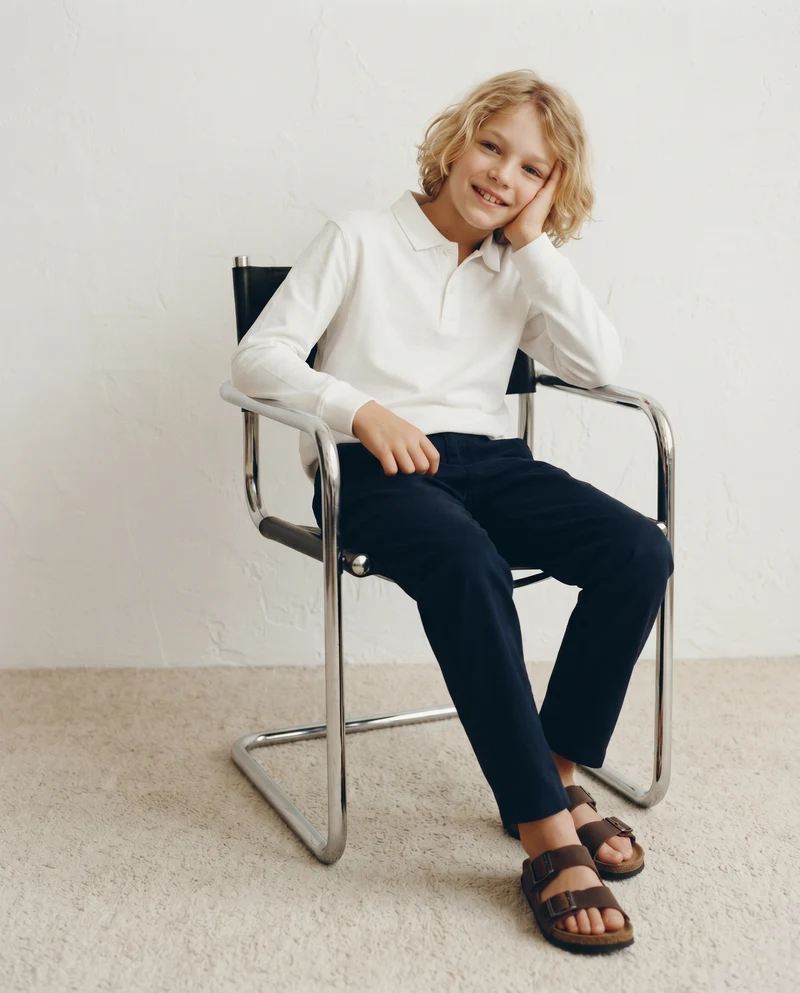 Pantaloni in misto cotone con tasche - Blu