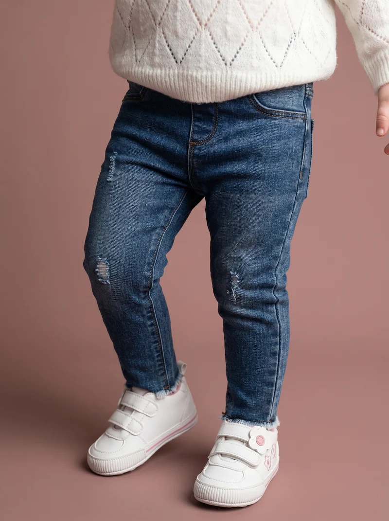 Jeans slim con elastico e tasche finte - Denim