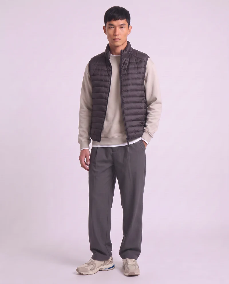 Giubbotto gilet piumino imbottito con cerniera - Nero