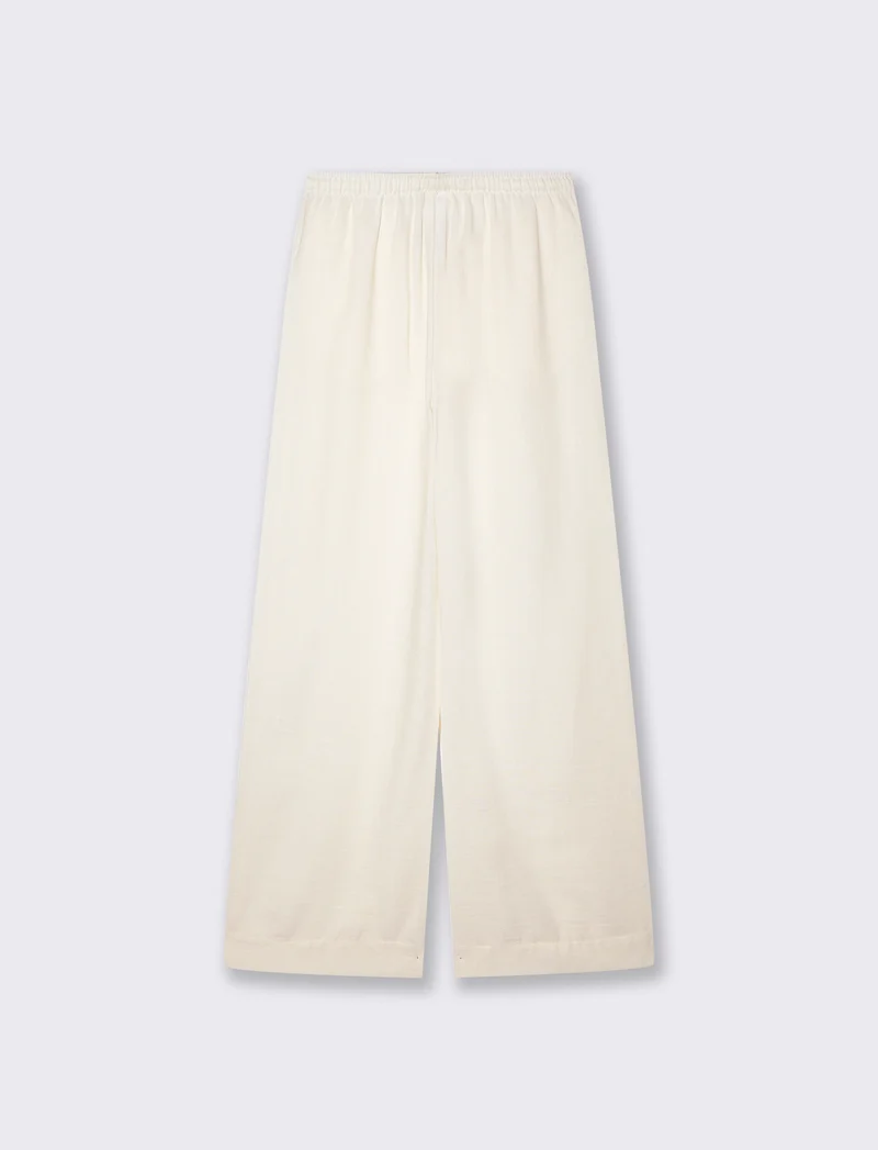 Pantalone Dritto Morbido con Coulisse - Bianco latte