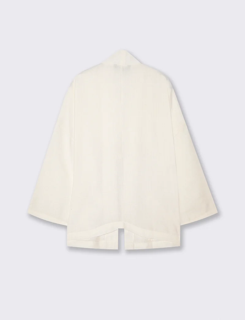 Giacca Kimono con Tasche Frontali - Bianco latte