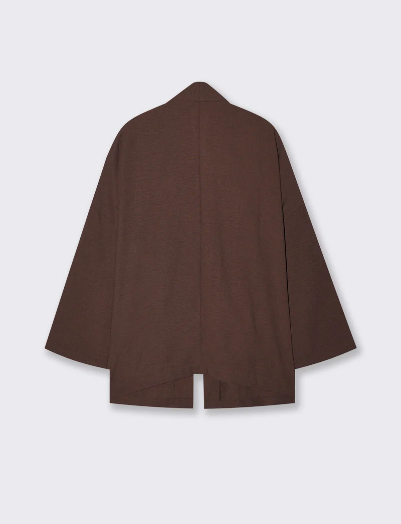 Giacca Kimono con Tasche Frontali - Moro