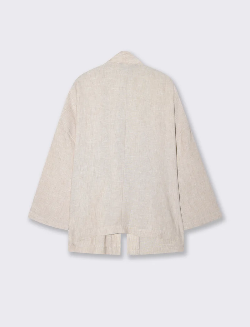 Giacca Kimono con Tasche Frontali - Beige grano
