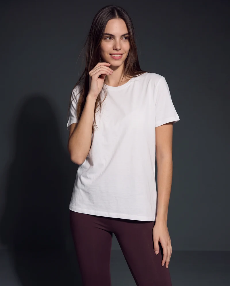 T-Shirt Basic in Cotone - Bianco