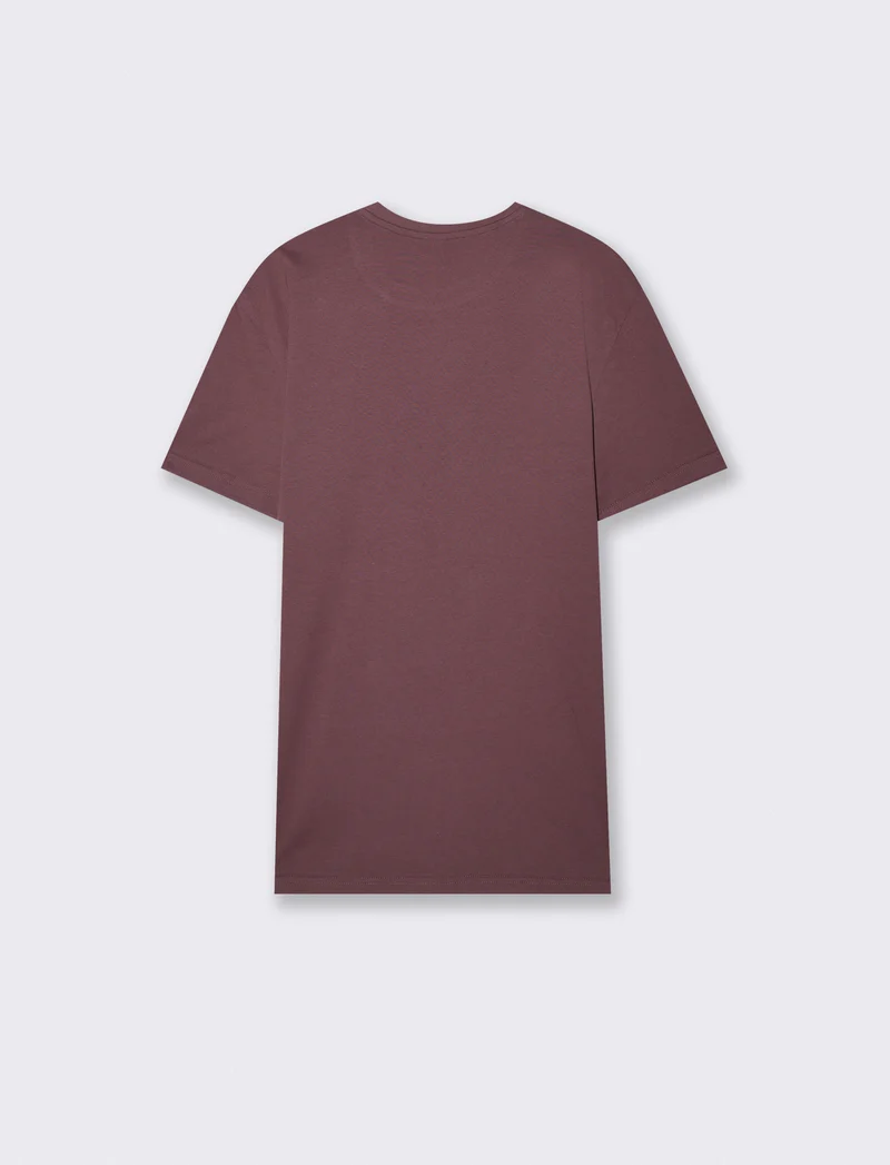 T-shirt girocollo in cotone regular fit - Bordeaux