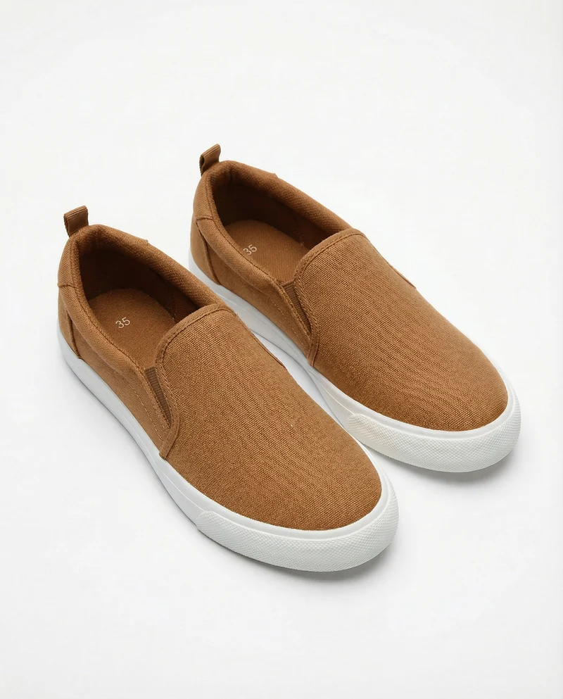 Slip-on in canvas per bambini, due colori - Cammello