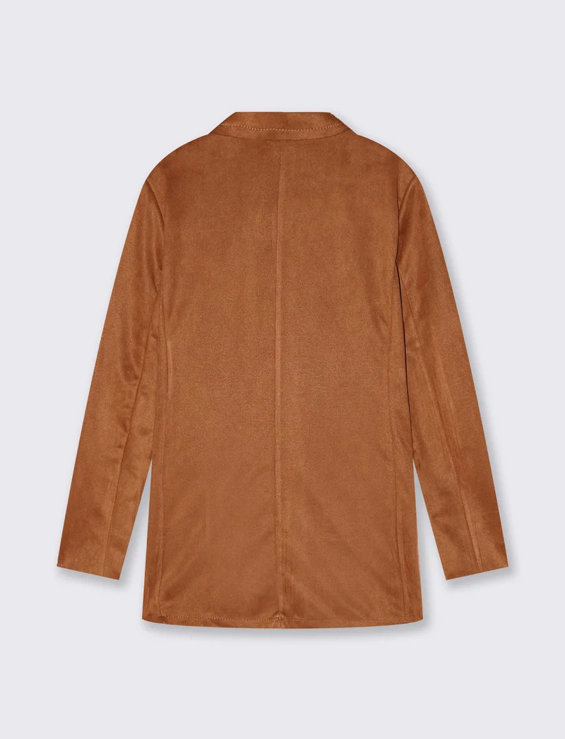 Giacca monopetto in suede - Cammello