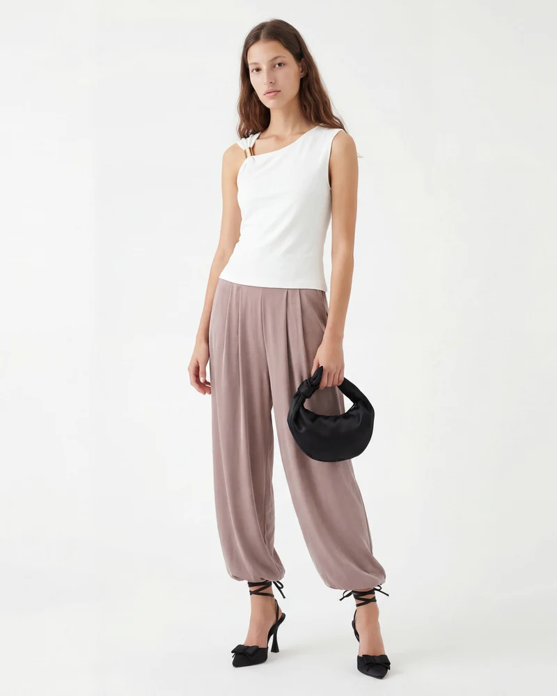 Pantalone effetto palloncino - Grigio fango