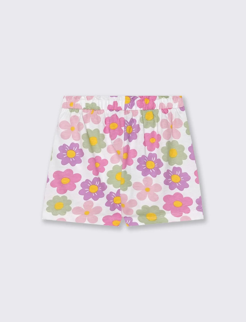 Pantaloncini a fantasia con cintura - Rosa