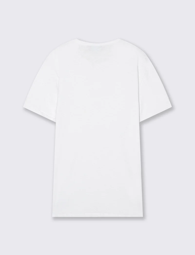 T-shirt cotone collo serafino bottoni - Bianco