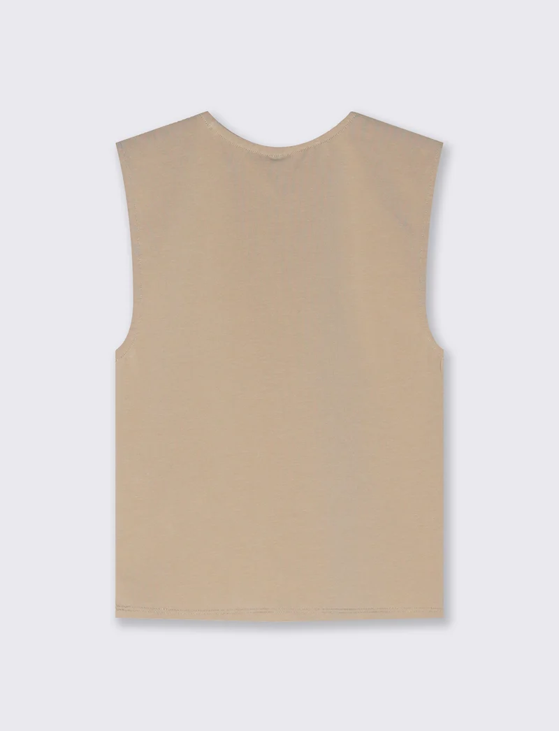 Top Smanicato Aderente Elegante - Beige grano