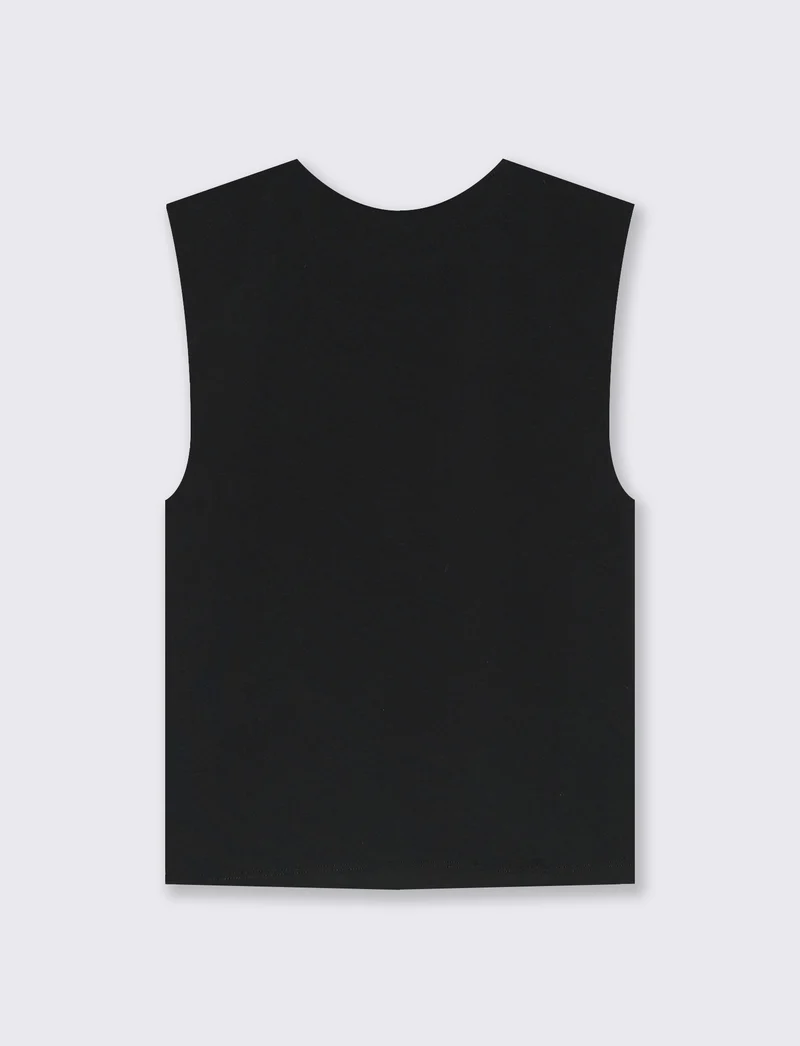 Top Smanicato Aderente Elegante - Nero