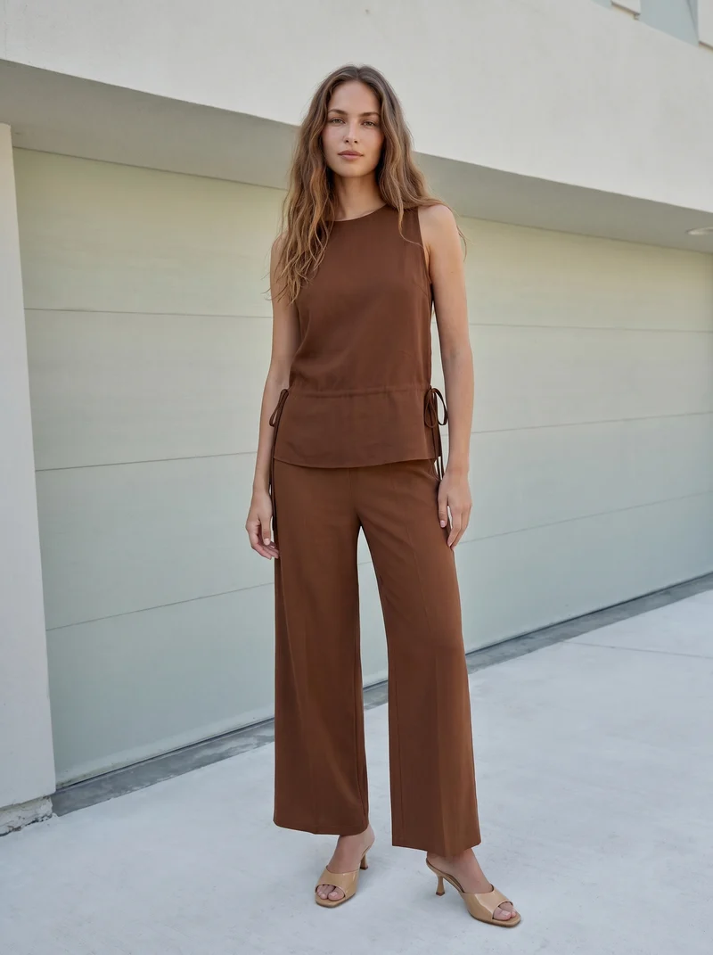 Pantalone con Elastico Dietro - Marrone tabacco