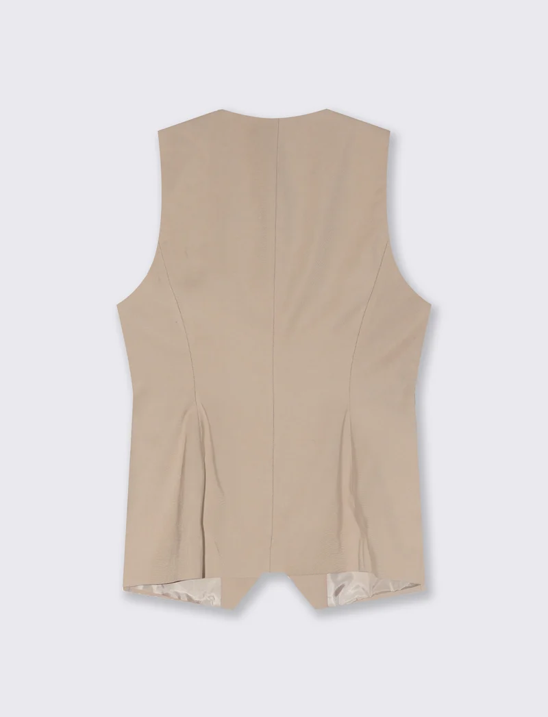 Gilet Lungo Foderato - Beige grano