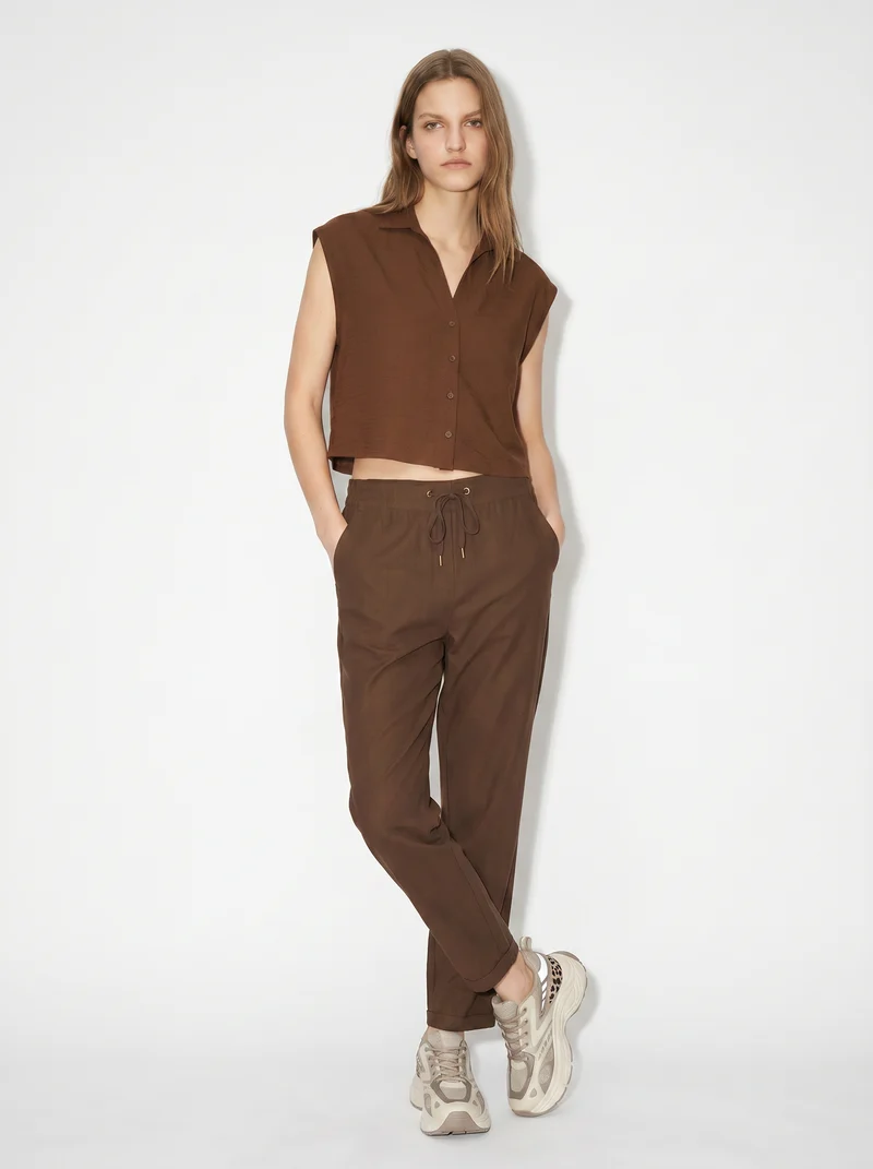 Camicia Manica Corta con Piega - Marrone cioccolato