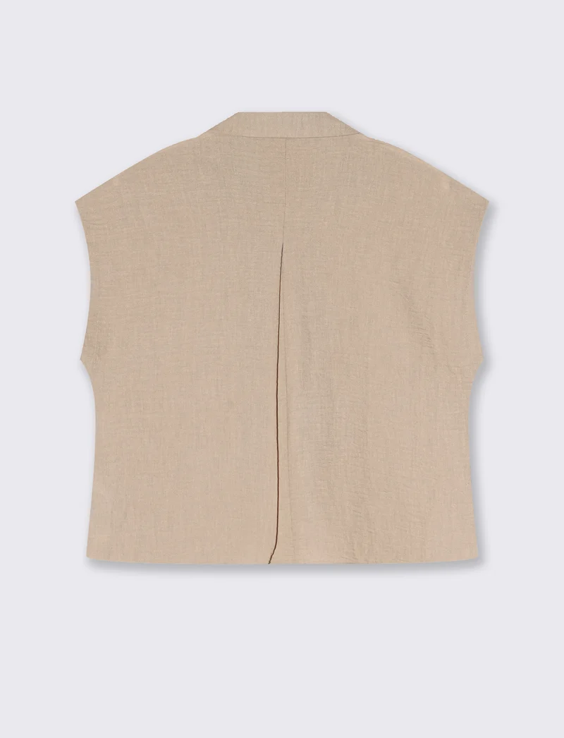 Camicia Manica Corta con Piega - Beige grano